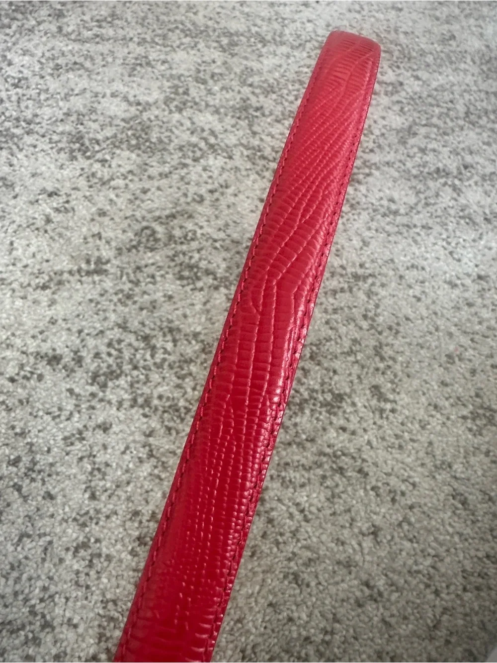 Top Grain Red Leather Women’s Croc Embossed Belt L